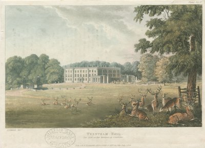 Trentham Hall : lithographie en couleur - John Gendall