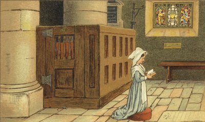 Fille priant dans une église - John George (after) Sowerby
