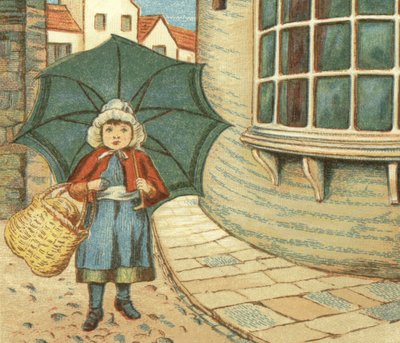 Petite fille faisant ses courses avec son panier - John George (after) Sowerby