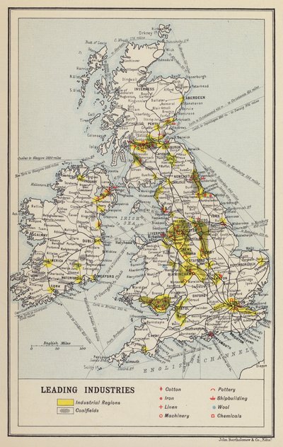 Îles britanniques, économie, industries principales - John George Bartholomew