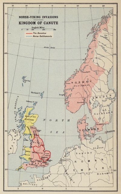 Invasions norroises-vikings, Royaume de Canute - John George Bartholomew