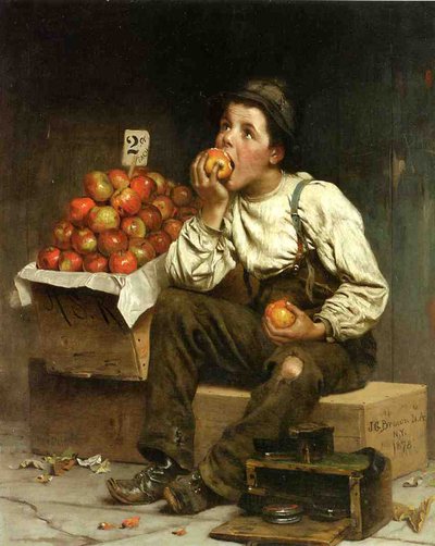 Un garçon mangeant des pommes, 1878 - John George Brown