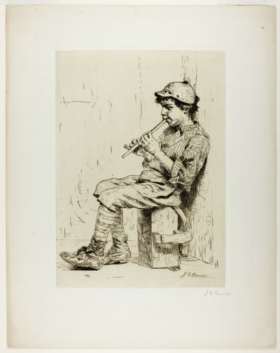 Garçon jouant de la flûte - John George Brown