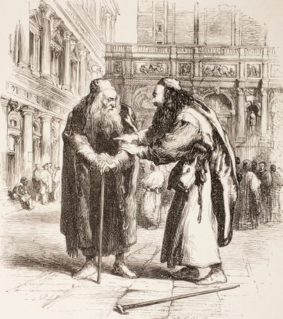 Illustration pour Le Marchand de Venise, Shylock et Tubal se rencontrent dans la rue, Acte III, Scène I, de 