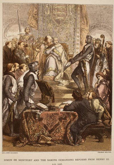 Simon de Montfort et les barons demandant des réformes à Henri III, 1258, gravé par Thomas Bolton - John Gilbert