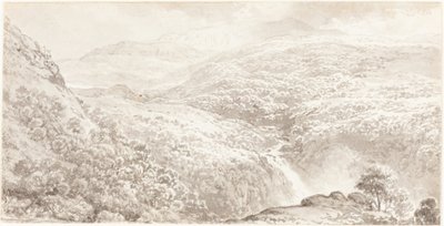 Vallée de montagne avec une cascade - John Glover