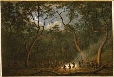 Danse au clair de lune des aborigènes de Van Diemen Land, Tasmanie ... - John Glover