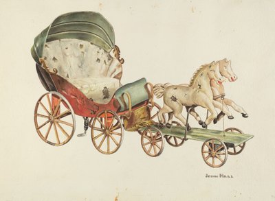 Calèche et chevaux, vers 1940 - John Hall
