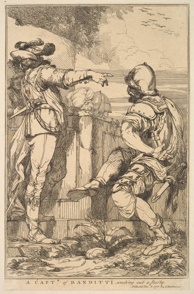 Un capitaine de bandits envoyant une patrouille, de Quinze eaux-fortes dédiées à..., 8 décembre 1778 - John Hamilton Mortimer