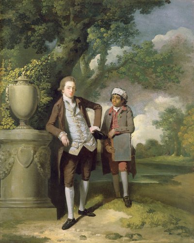 Un jeune homme avec son serviteur indien tenant un portfolio - John Hamilton Mortimer
