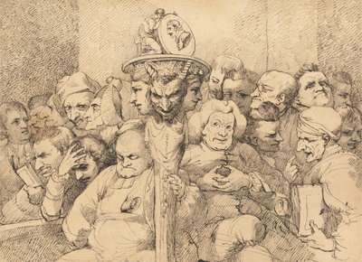 Personnages littéraires assemblés autour du médaillon de Shakespeare - John Hamilton Mortimer