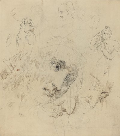 Études avec visage féminin central - John Hamilton Mortimer