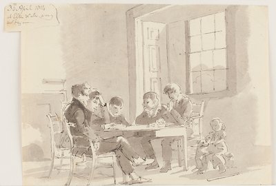 Garçons lisant à Storrs, Elterwater, 1814 - John Harden