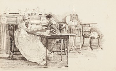 Lecture près de la cheminée, 1805 - John Harden