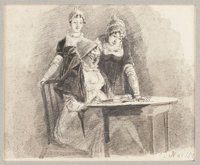 Trois à une table, un assis, 1807 - John Harden