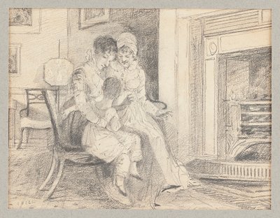 Trois près du feu, avec John W âgé de 3 ans, 1812 - John Harden