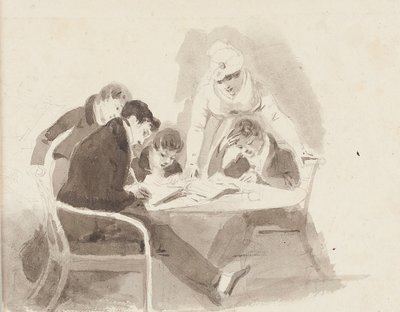 Deux garçons faisant leurs devoirs, 1811 - John Harden