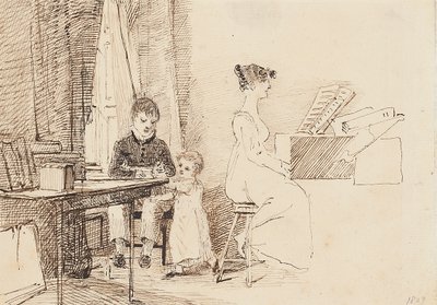 Deux enfants et une femme au piano, 1807 - John Harden