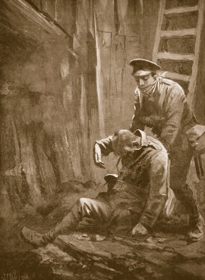 Le soldat T. Doswell sauvant un officier d
