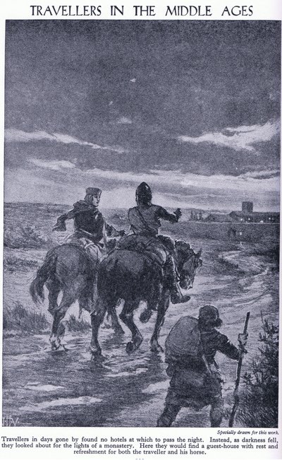 Voyageurs au Moyen Âge. Quand la nuit tombait, les voyageurs cherchaient les lumières d