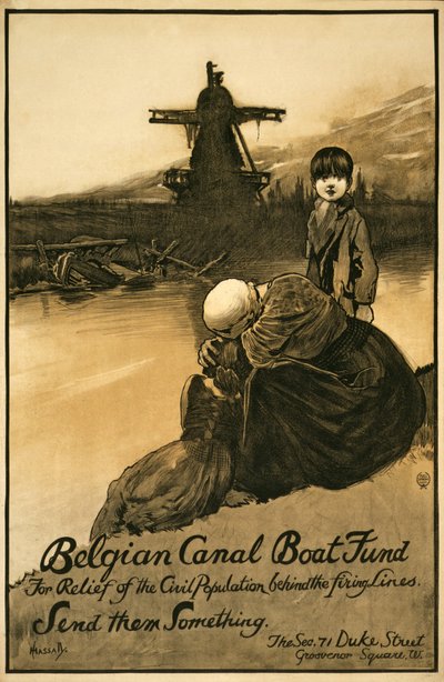 Campagne de collecte de fonds pour le Fonds des bateaux-canaux belges, pub. 1914-18 - John Hassall