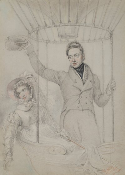 George Graham et sa femme, Margaret, faisant une ascension en ballon, Londres, 1823 - John Hayter