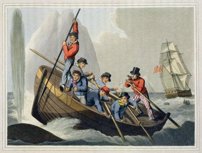Un bateau attaquant une baleine, gravé par Matthew Dubourg, publié par Edward Orme, 1813 - John Heaviside Clark
