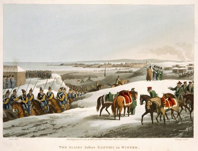 Les Alliés devant Dantzic en hiver, gravé par Matthew Dubourg (fl.1813-20) d