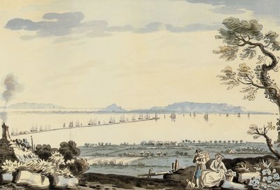 Vue de la baie et du port de Dublin, colline de Howth - John Henry Campbell