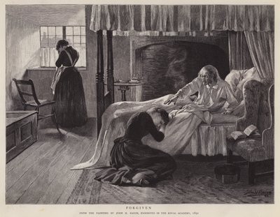 Pardonné, peinture de John H Bacon exposée à la Royal Academy en 1891 - John Henry Frederick (after) Bacon