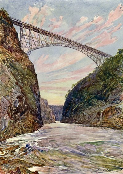 Le pont sur les chutes Victoria, Rhodésie - John Henry Frederick (after) Bacon
