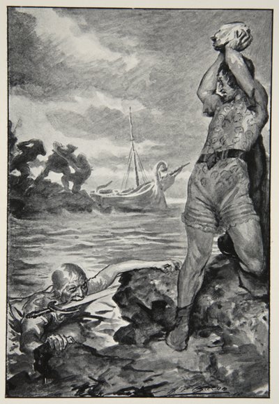Thorbion soulevant la pierre énorme, de 