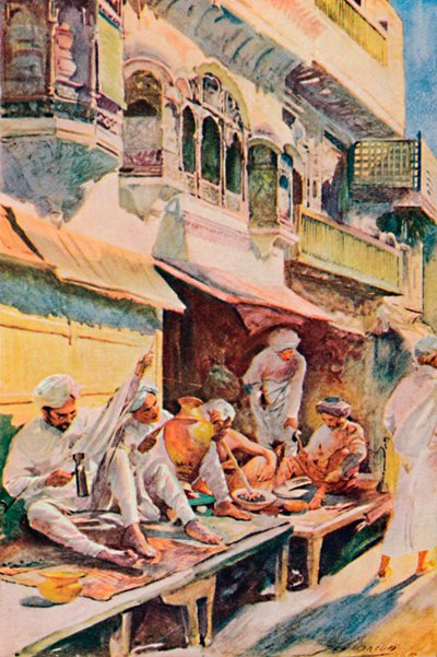 Travailleurs dans un bazar indien, 1913 - John Henry Frederick Bacon