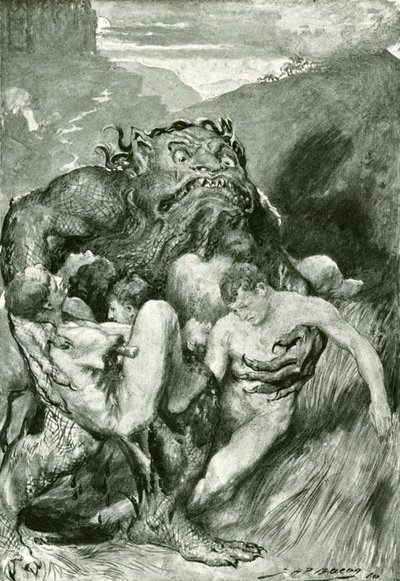 Le démon du mal, avec sa féroce avidité, les saisit avidement - John Henry Frederick after Bacon
