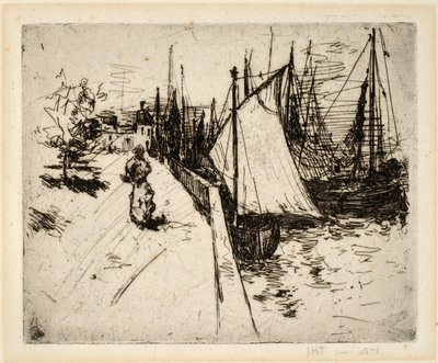 Femme sur le quai, Honfleur - John Henry Twachtman