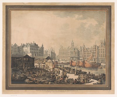 Vue du marché aux poissons sur le Dam à Amsterdam - John Henry Wright