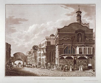 Fleet Street de St Dunstan in the West à Temple Bar, City of London, 1802 - John Hickin