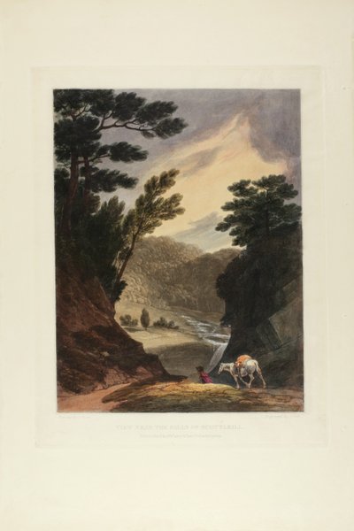 Vue près des chutes de Schuylkill, Pennsylvanie, planche cinq du premier numéro de Picturesque Views of American Scenery, 1819-21 - John Hill