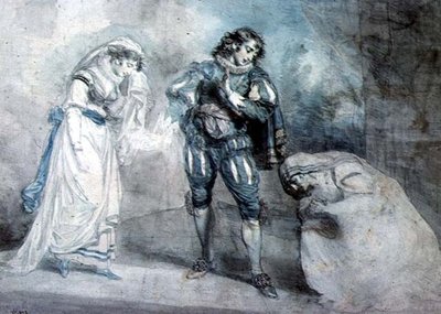Pierre du Terrail, Chevalier de Bayard (1476-1524) avec la veuve et sa fille - John Hodges Benwell