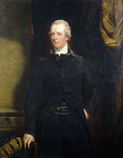 Portrait de William Pitt, debout en trois-quarts, en veste et culotte foncées - John Hoppner