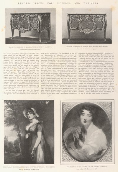 Prix record pour des tableaux et des cabinets - John Hoppner