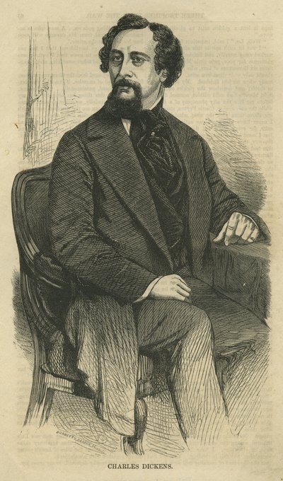 Charles Dickens, gravé par Bobbett-Hooper, de Harpers New Monthly Magazine, vers 1864 - John Jabez Edwin Paisley Mayall