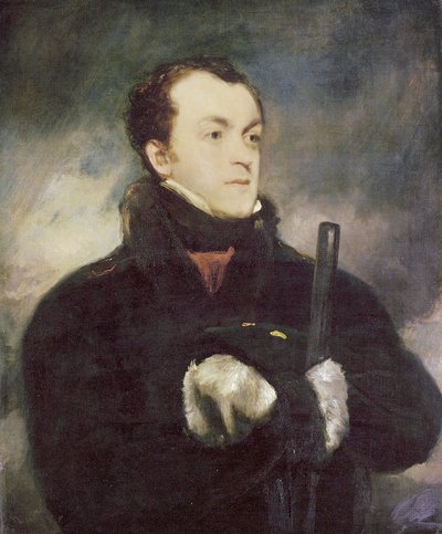 Portrait du capitaine Lyon, mi-longueur, en manteau bordé de fourrure, tenant un fusil - John Jackson