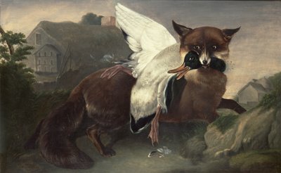 Renard et oie, vers 1835 (huile sur toile) - John James Audubon