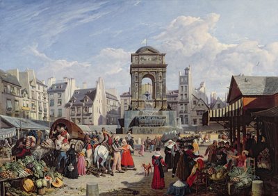 Le Marché et la Fontaine des Innocents, Paris, 1823 - John James Chalon