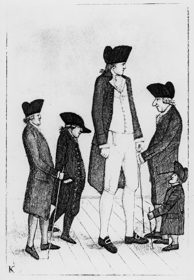 Byrne, le géant irlandais, M. Watson, M. McGowan, M. Fairholme et Geordie Cranstoun, 1784 - John Kay
