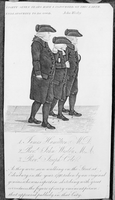 John Wesley marchant à Édimbourg entre James Hamilton M.D. et Joseph Cole - John Kay