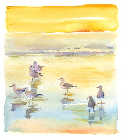 Mouettes sur la plage, 2014 - John Keeling