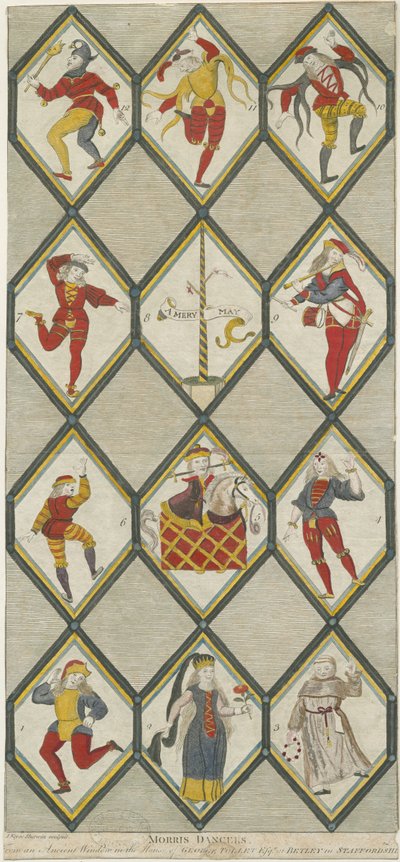 Fenêtre en verre de Betley - Danseurs de Morris : gravure - John Keyse Sherwin