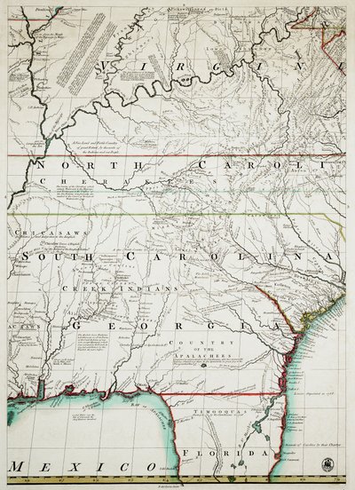 Carte des dominions britanniques et français en Amérique du Nord avec les routes, distances, limites et étendue des colonies, humblement dédiée au très honorable comte de Halifax et aux autres très honorables Lords Commissaires du Commerce & Plan - John & Kitchen Thomas & Mitchell (fl.1755 Mitchell